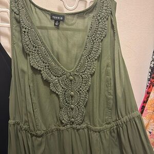 Army green lace top